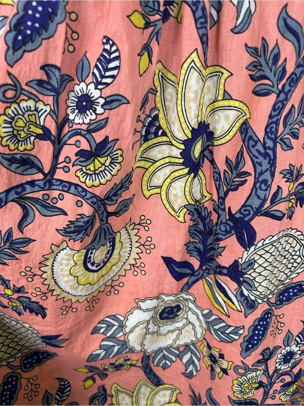 Sister Mary Coral Floral Embroidered Puff Sleeve Bohemian Top XS - Picture 5 of 10